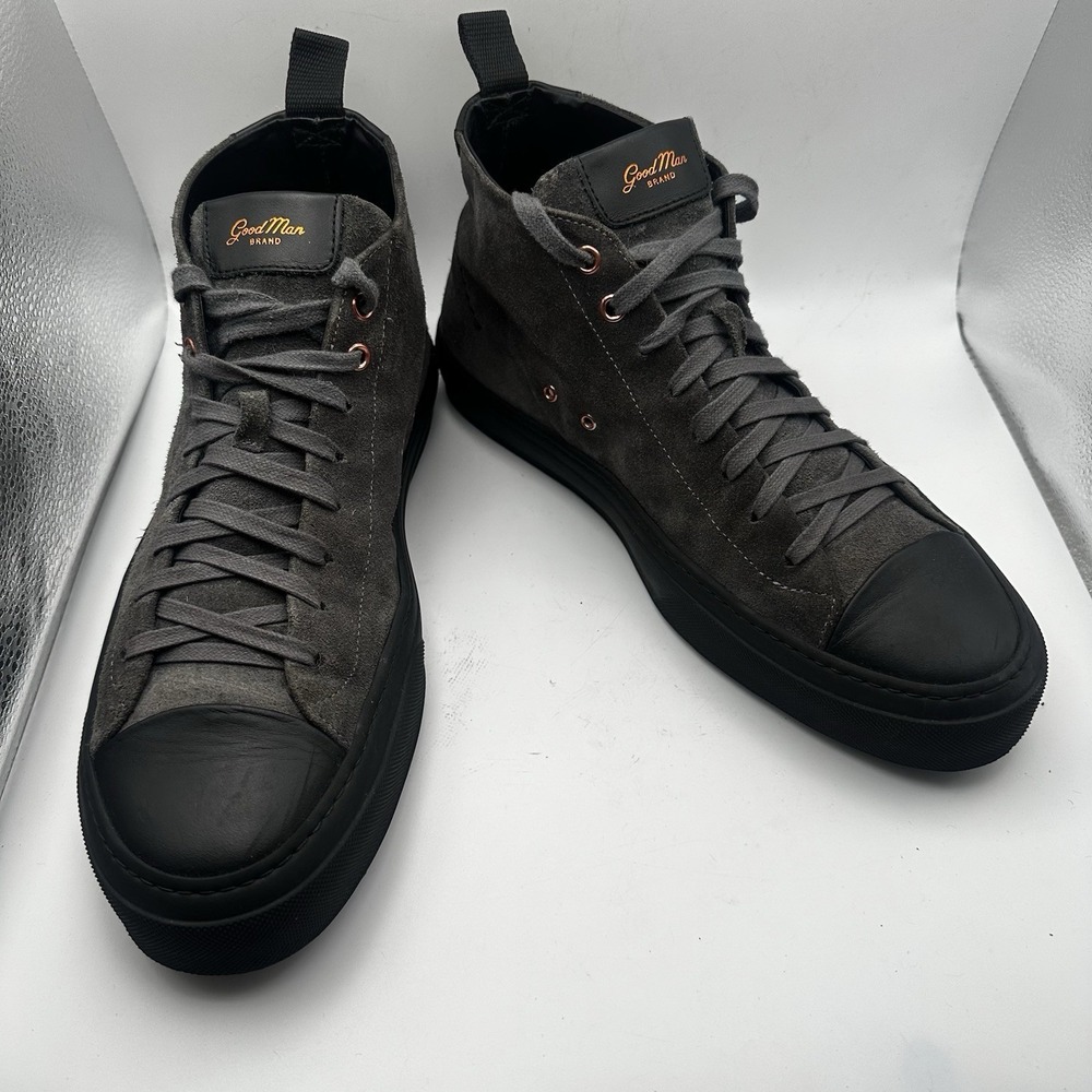 Rare Good Man Brand Italy Men's Shoes Edge Lo Top Sneaker Charcoal Suede SZ 9 - Picture 2 of 10